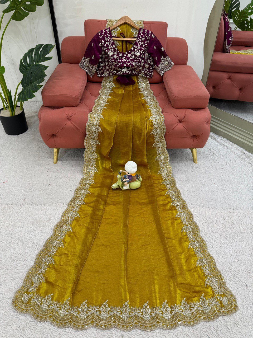 Golden Grace Fendy Silk Saree with Sequence Work