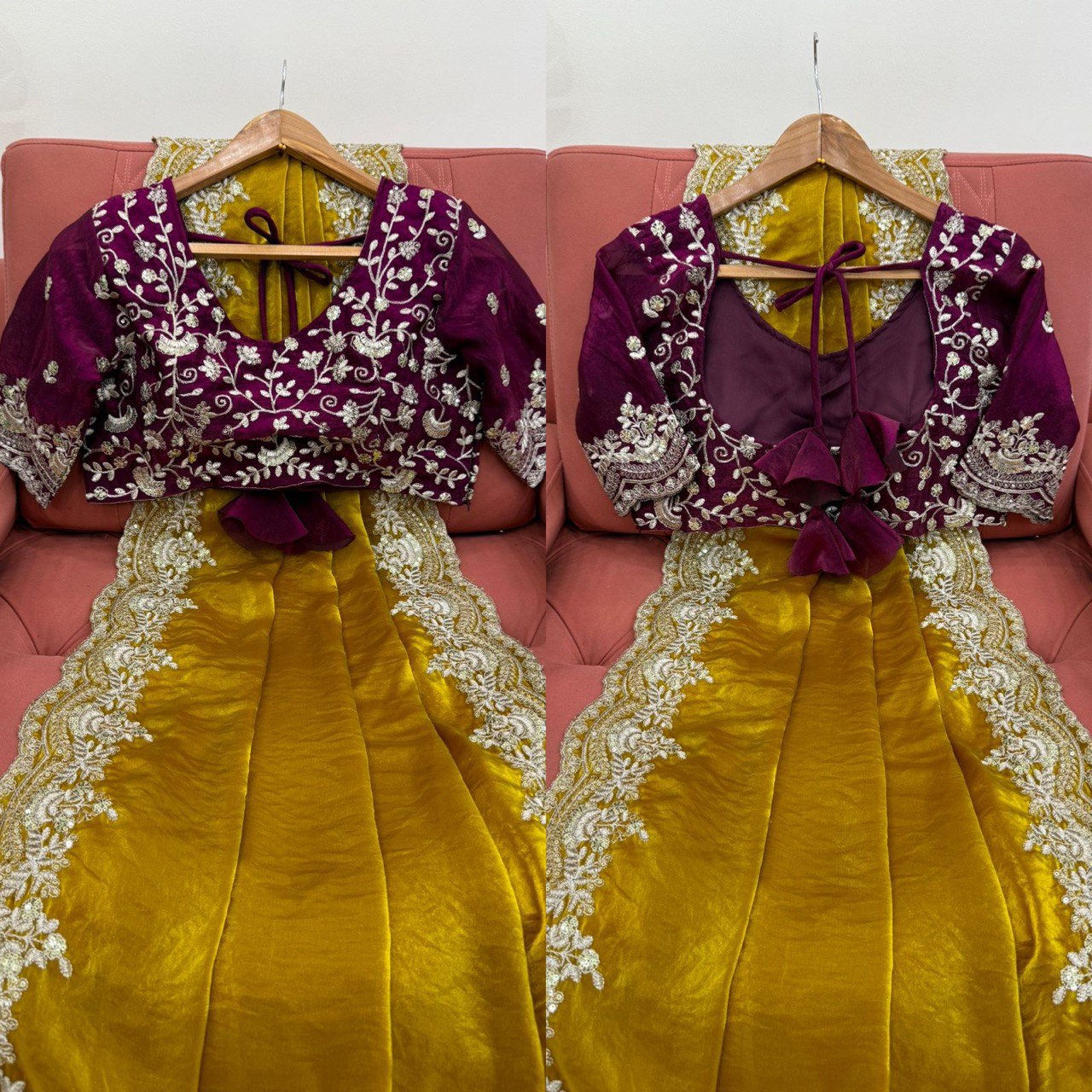 Golden Grace Fendy Silk Saree with Sequence Work