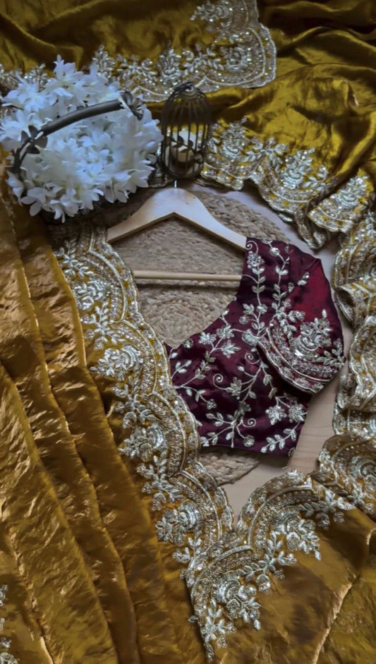 Golden Grace Fendy Silk Saree with Sequence Work