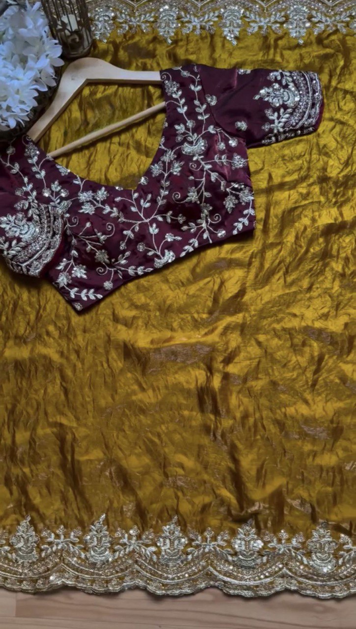 Golden Grace Fendy Silk Saree with Sequence Work