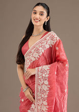 Load image into Gallery viewer, Peach Gold Crush Silk Embroidered Coding Saree Blouse
