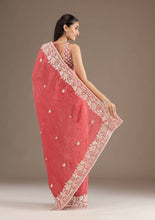 Load image into Gallery viewer, Peach Gold Crush Silk Embroidered Coding Saree Blouse
