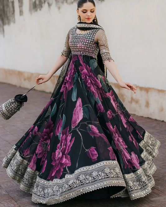 Party Wear Georgette Gown With Dupatta