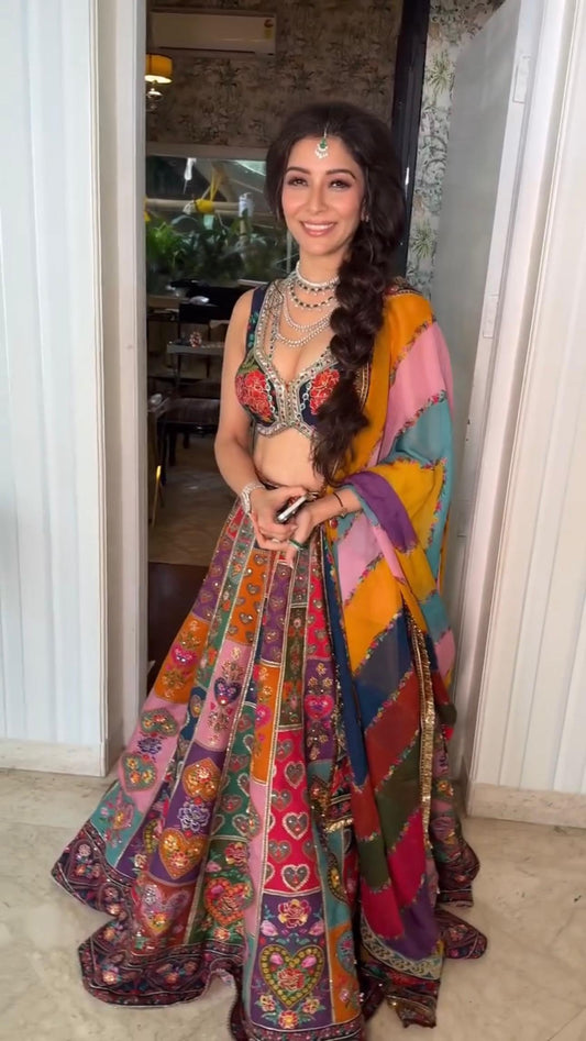Multi Color Silk Base Printed Lehenga Choli Design