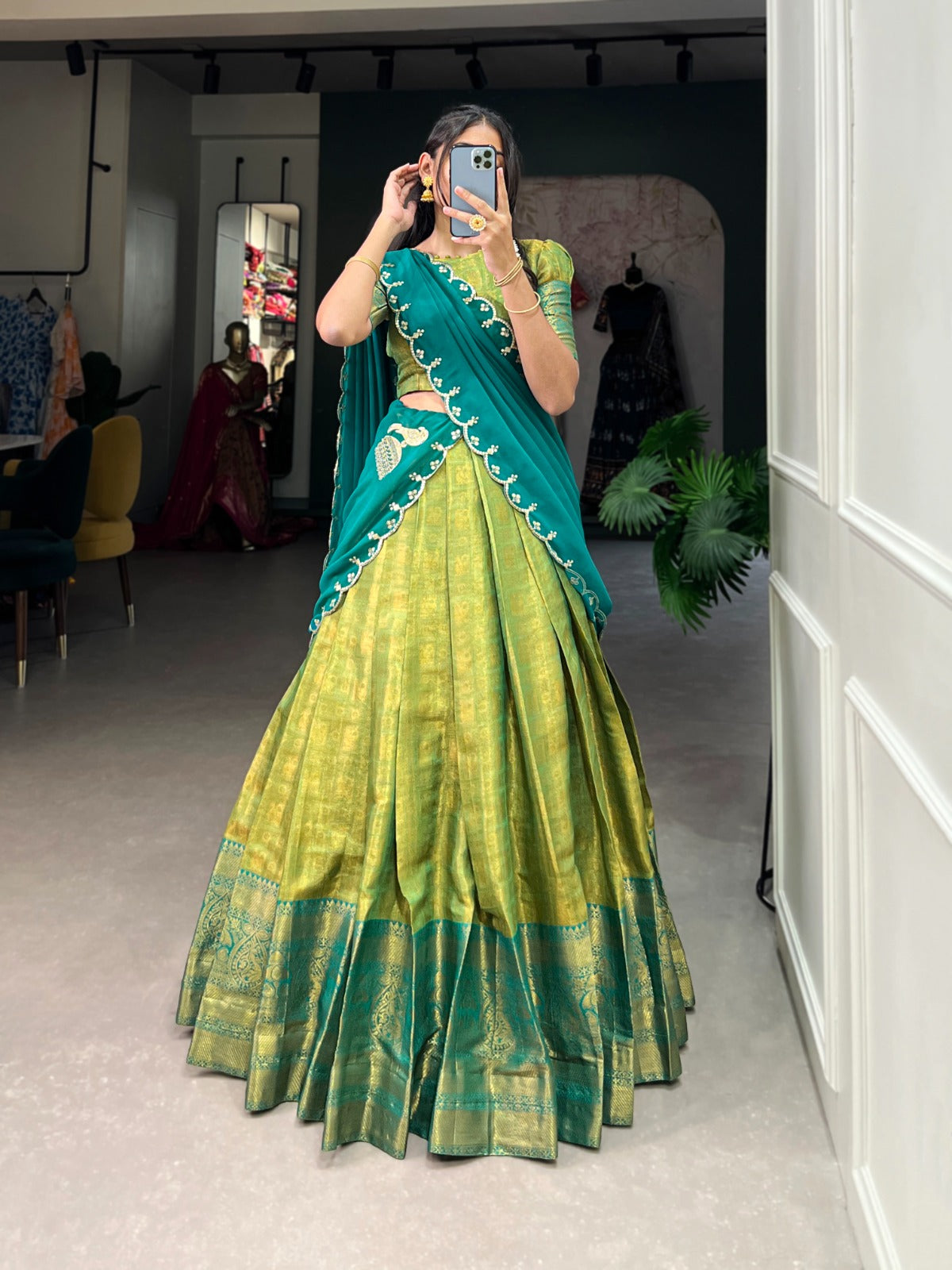 South Indian Wear Kanjivaram Silk Lehenga Choli