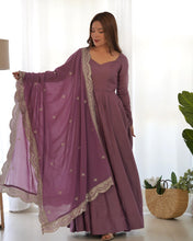 Load image into Gallery viewer, Amazing Silk base Sauber Look Gown with Work Dupatta
