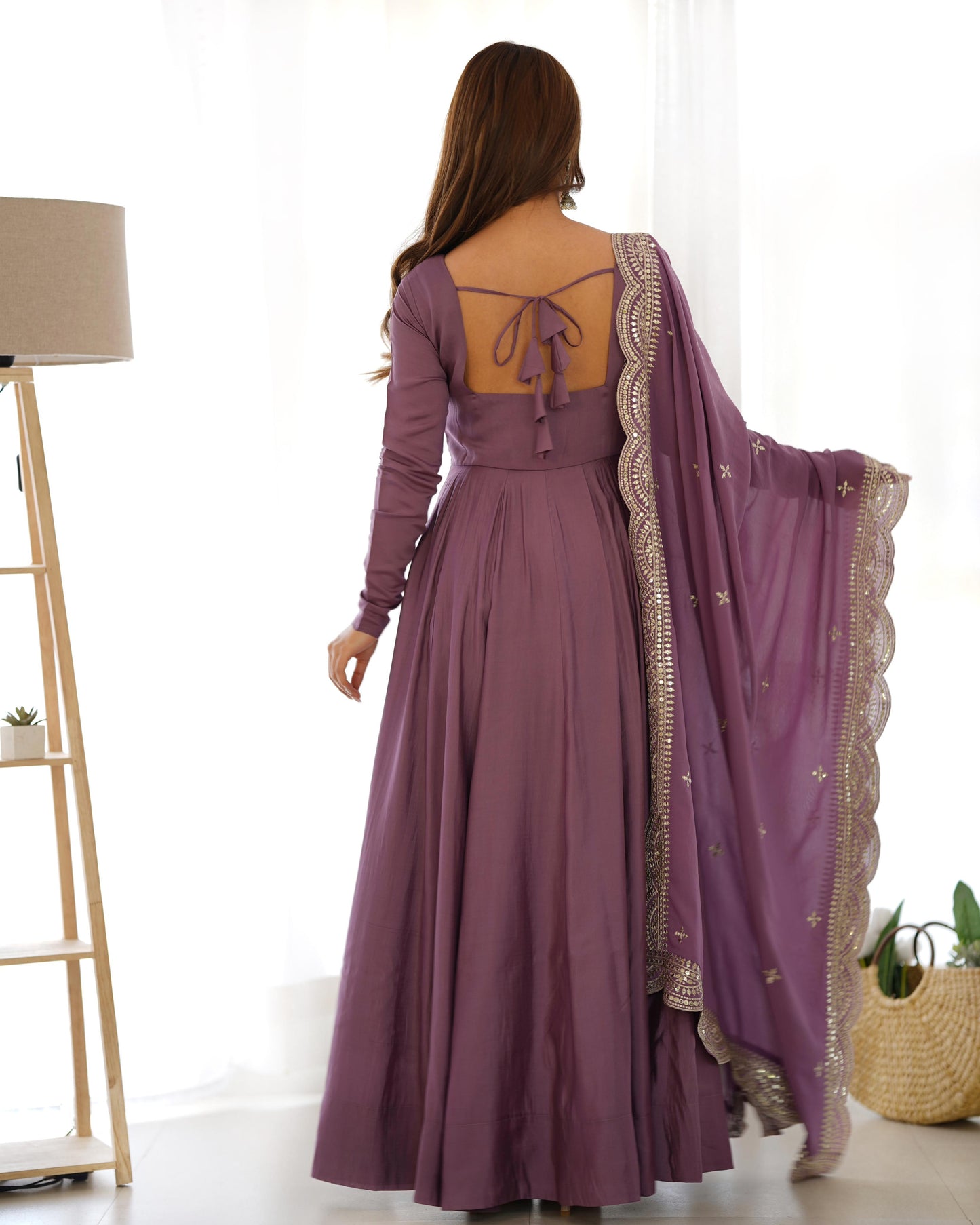 Amazing Silk base Sauber Look Gown with Work Dupatta