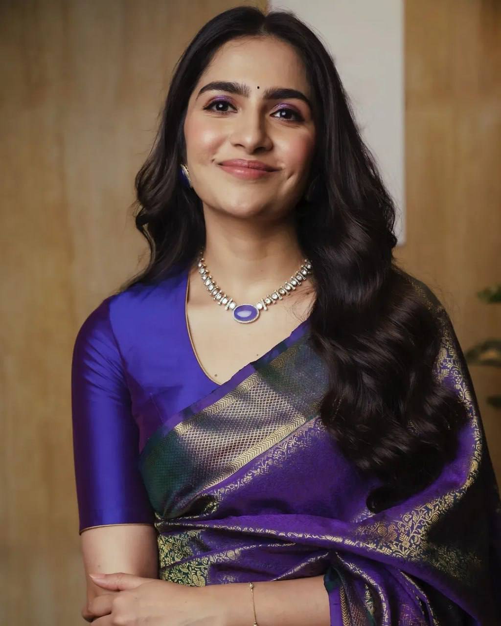 Purple Soft Lichi Silk Trending Saree