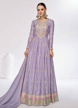 Load image into Gallery viewer, Lavender Color Silk Stitched Function Wear Gown Design
