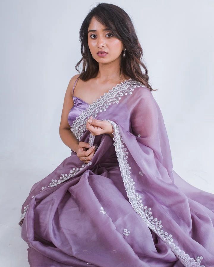 Lavender Color Tubsy Silk Designer Saree