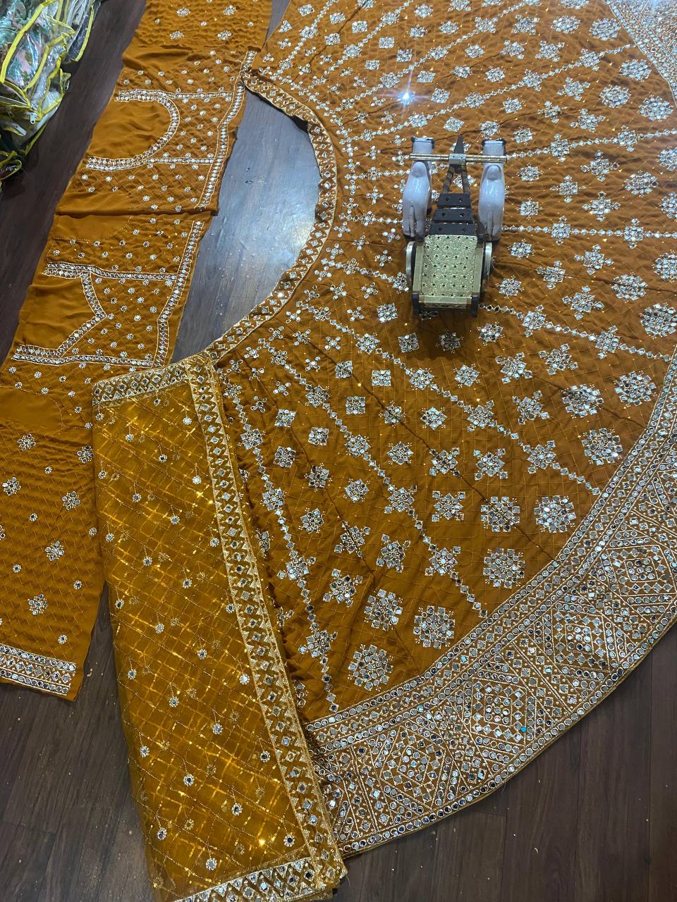 Real Mirror Work Maroon Georgette Lehenga Choli