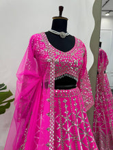 Load image into Gallery viewer, Entrancing Pink Color Georgette Sequence Work Festive Wear Lehenga Choli
