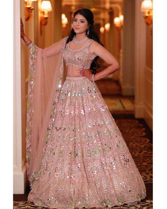 Real Mirror Work Heavy Lehenga Choli For Wedding Wear