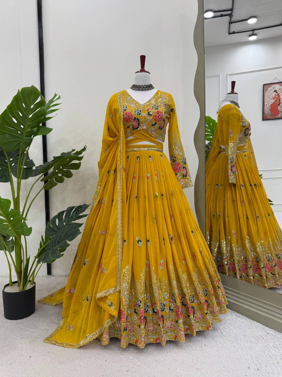 Party Wear Georgette Semi Stitch Lehenga Choli