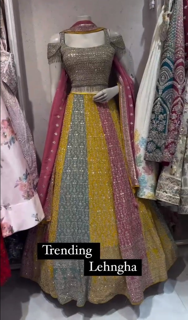 Wedding Wear Georgette Multi Color Lehenga Choli