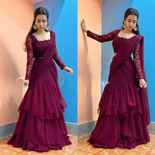 Load image into Gallery viewer, Party Wear Georgette Ruffle Style Lehenga Saree For Women
