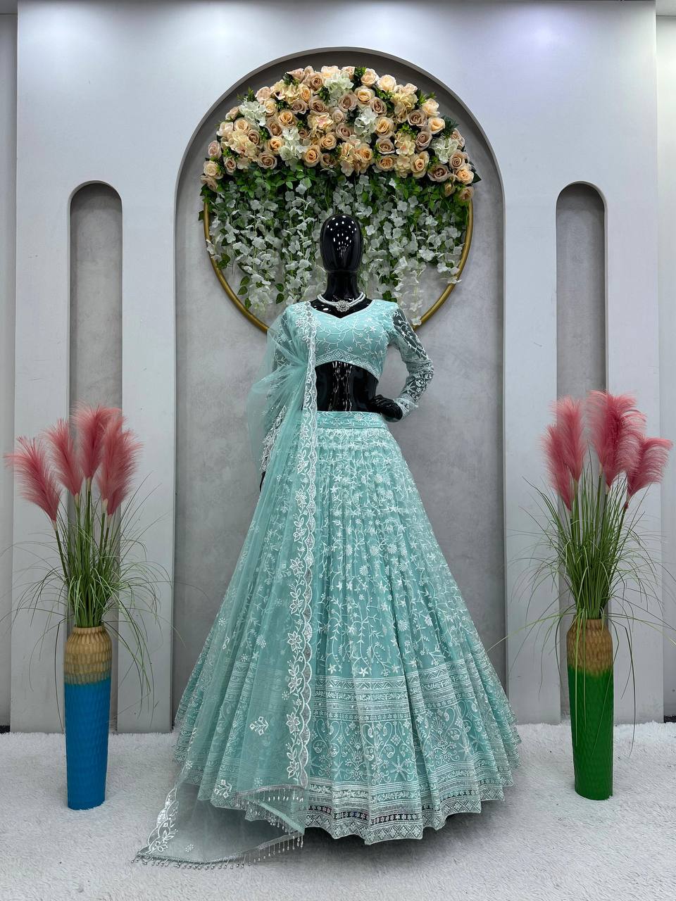 Wedding Wear Soft Net Embroidered Lehenga Choli_Stockout