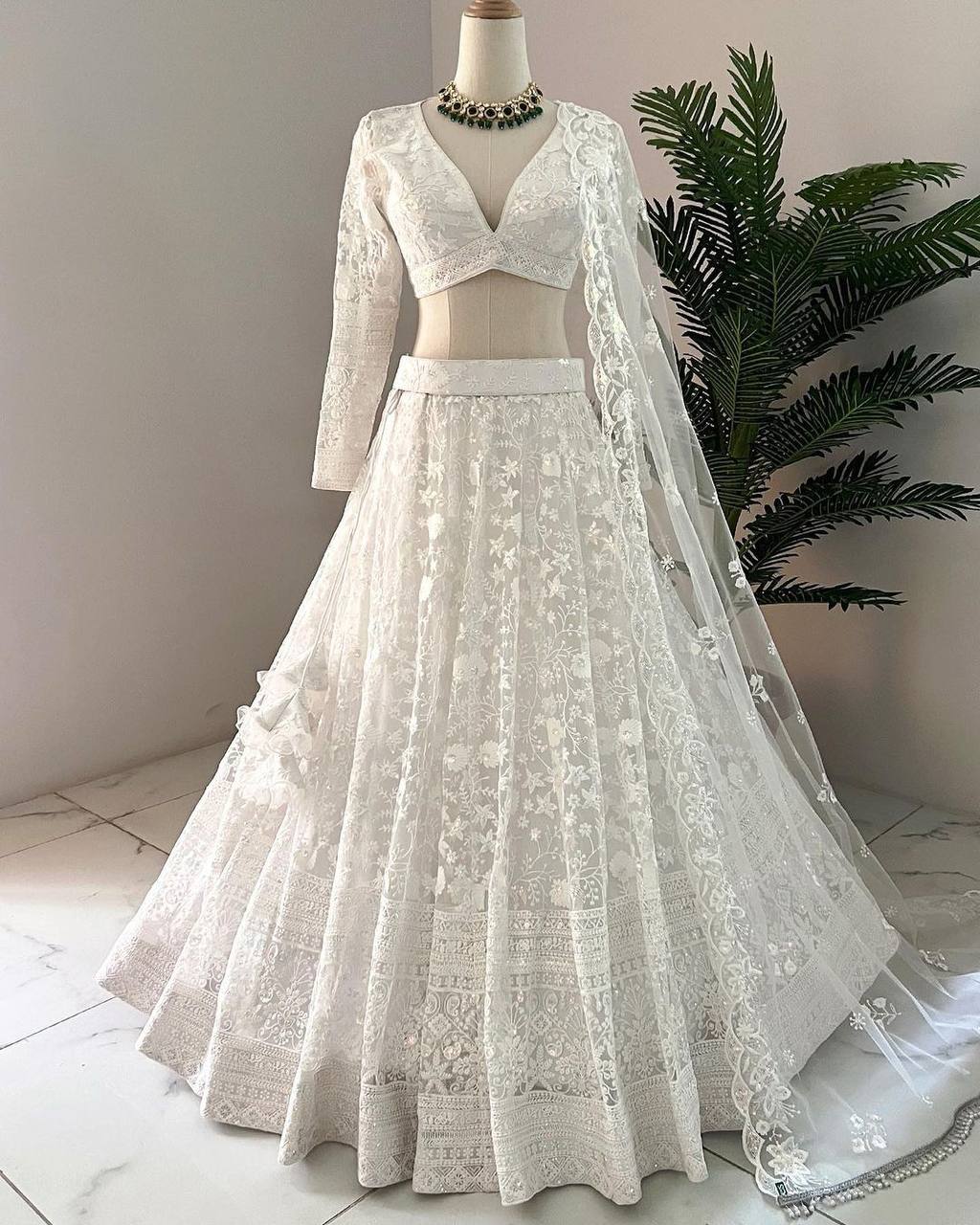 Wedding Wear Soft Net Embroidered Lehenga Choli_Stockout