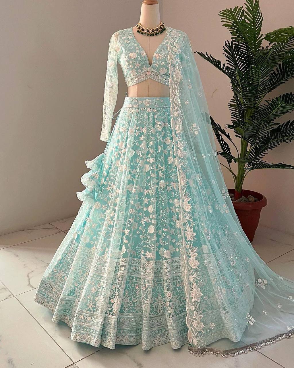 Wedding Wear Soft Net Embroidered Lehenga Choli_Stockout