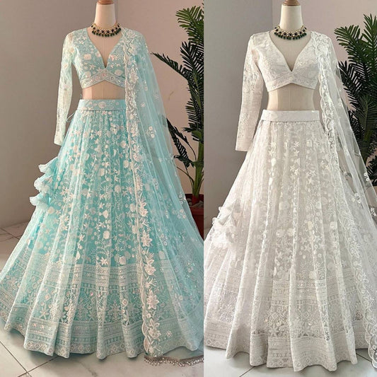 Wedding Wear Soft Net Embroidered Lehenga Choli_Stockout