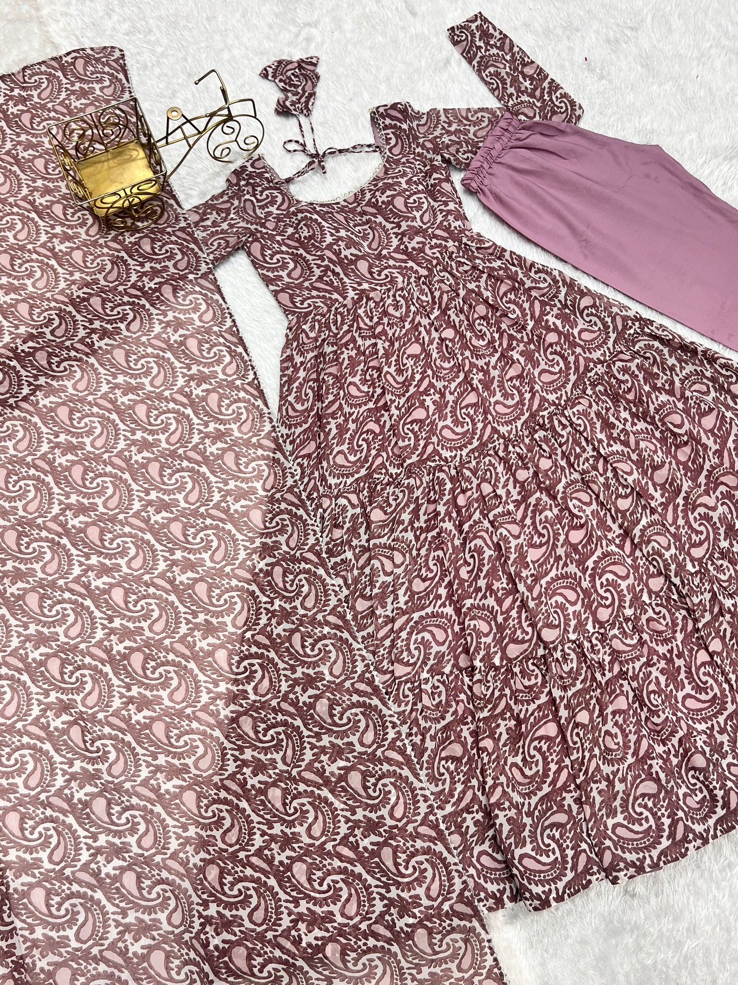 Long Anarkali Georgette Printed Fully Stitched Suit Set