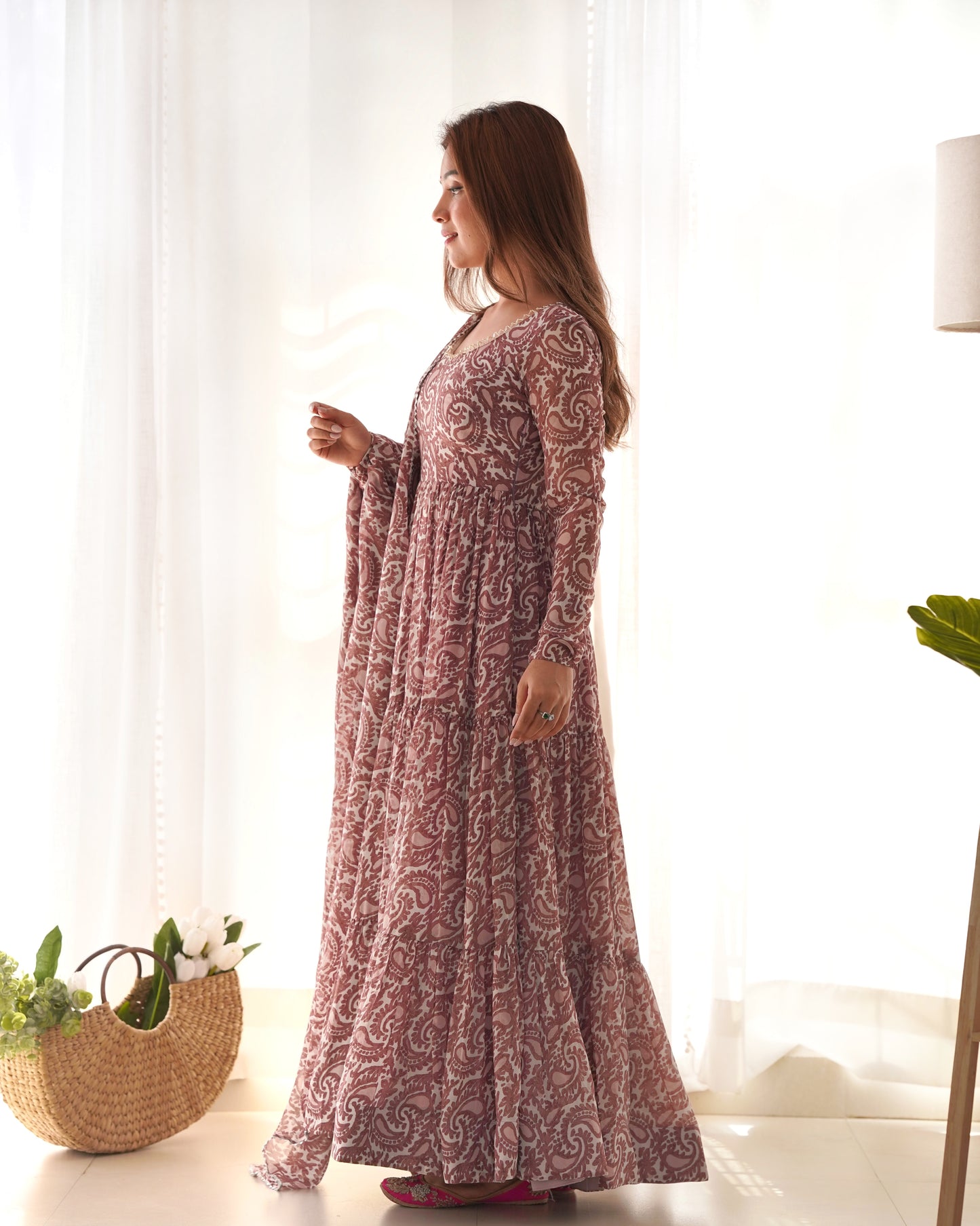 Long Anarkali Georgette Printed Fully Stitched Suit Set