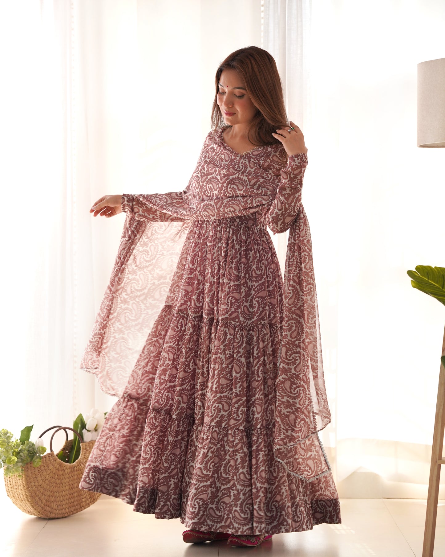 Long Anarkali Georgette Printed Fully Stitched Suit Set