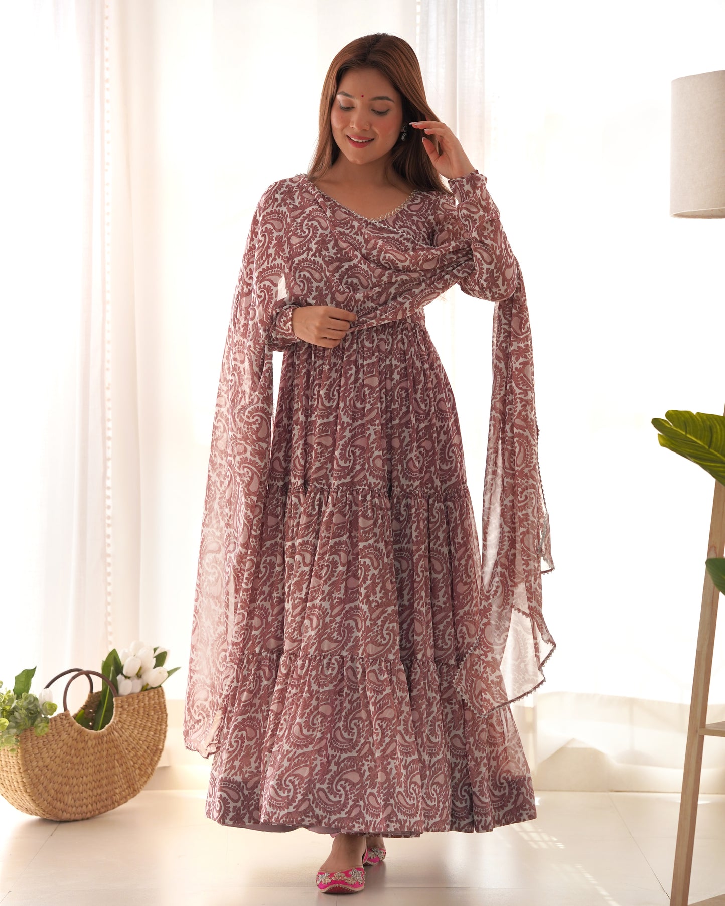 Long Anarkali Georgette Printed Fully Stitched Suit Set