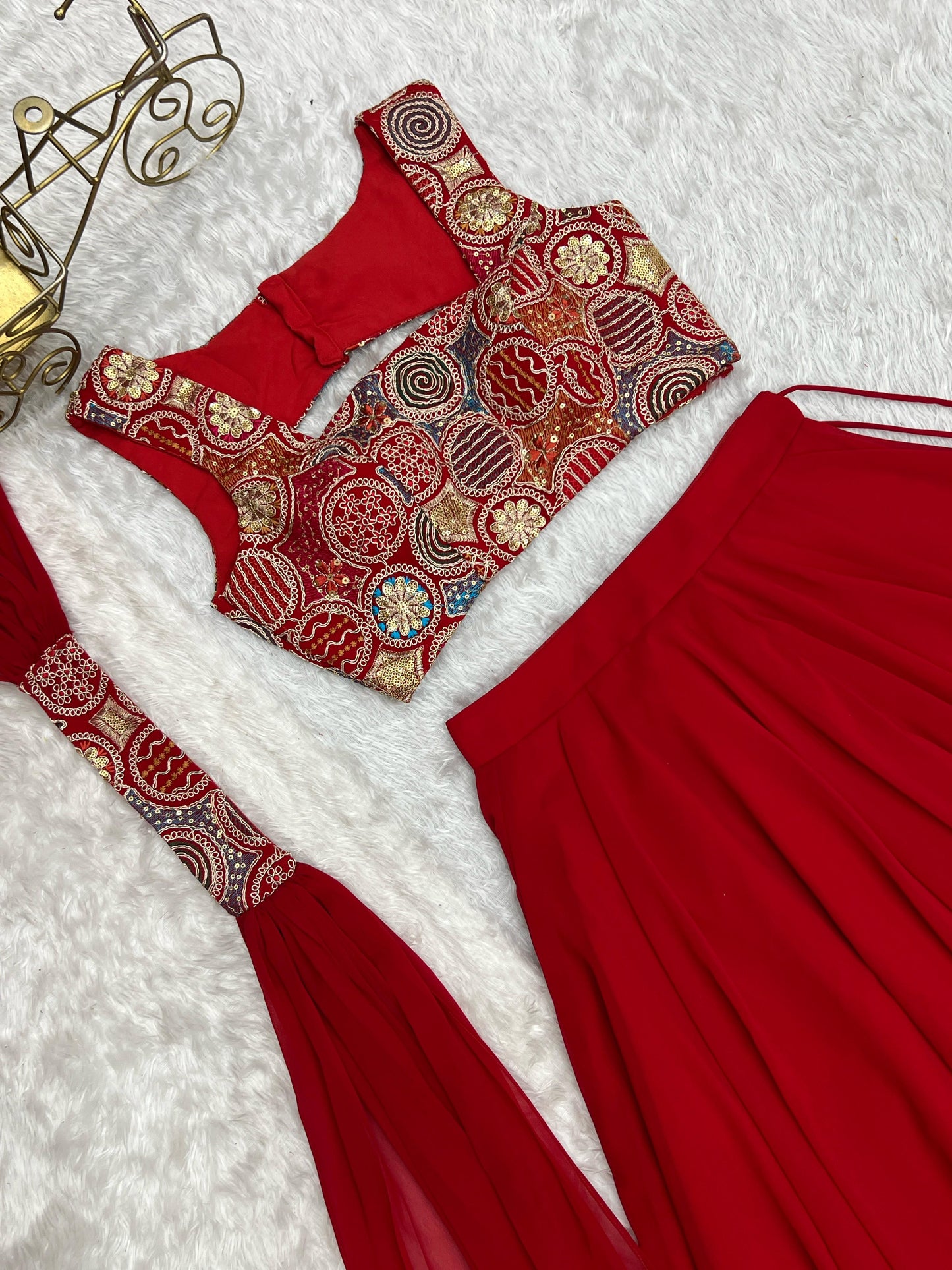 Yellow Color Ready to Wear Pure Georgette Lehenga Choli With 8.0 Mtr Flair