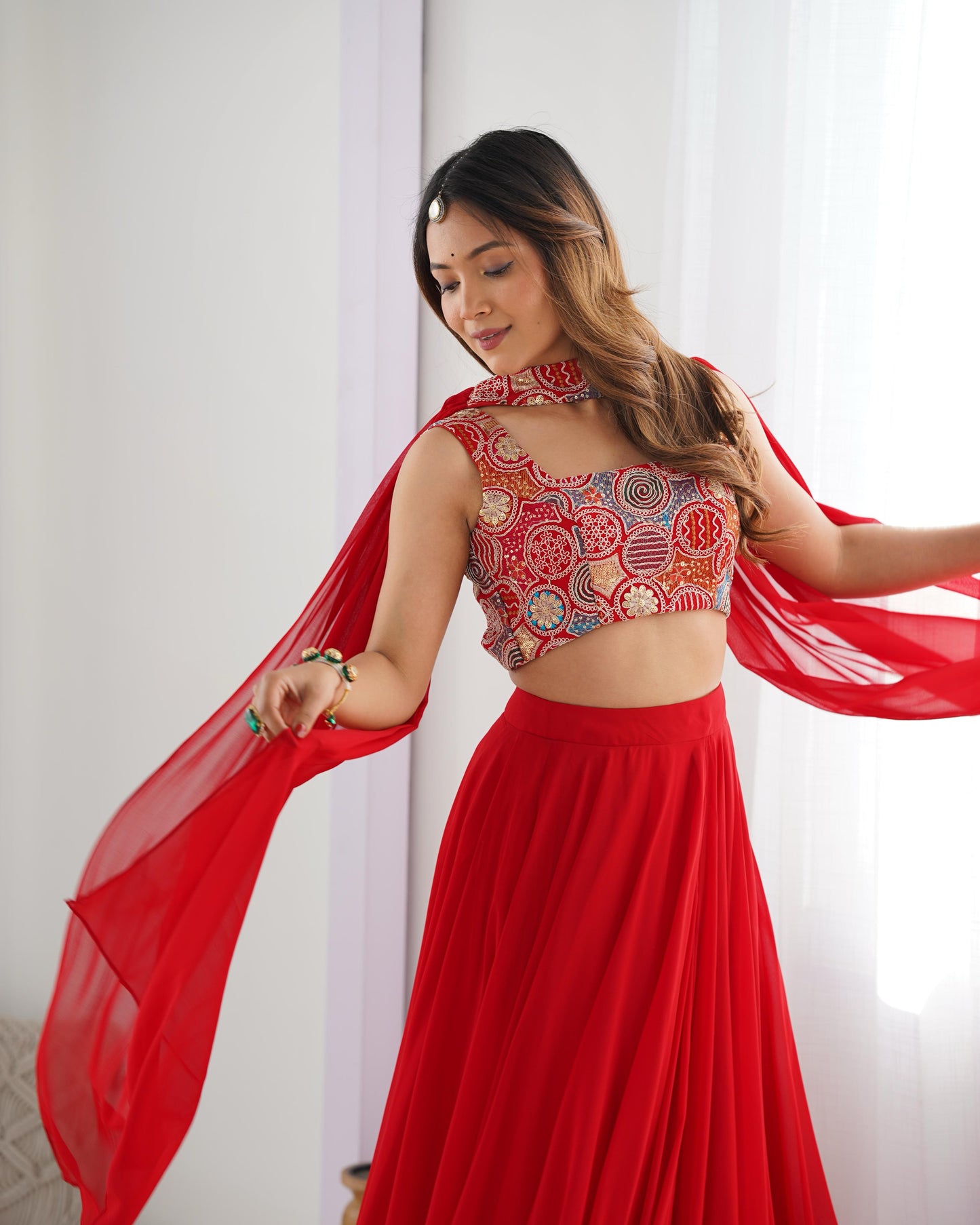 Yellow Color Ready to Wear Pure Georgette Lehenga Choli With 8.0 Mtr Flair
