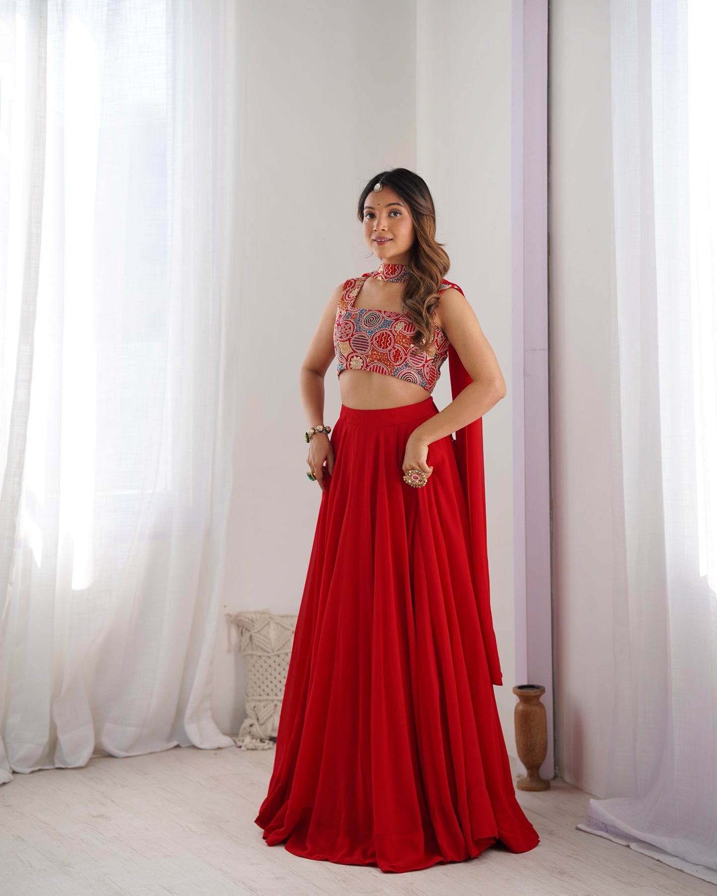 Yellow Color Ready to Wear Pure Georgette Lehenga Choli With 8.0 Mtr Flair