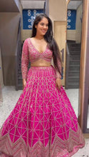 Load image into Gallery viewer, Wedding Wear Pink Color Malay Silk Embroidered Work Lehenga Choli
