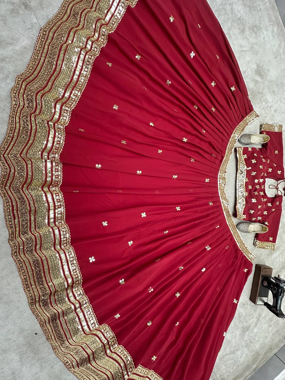 Red Color Georgete Sequence Work Lehenga Choli