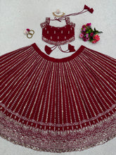 Load image into Gallery viewer, Maroon Georgette Semi Stitched Lehenga Choli
