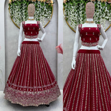 Load image into Gallery viewer, Maroon Georgette Semi Stitched Lehenga Choli
