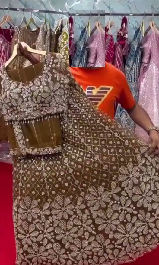 Mehndi Green Soft Net Lehenga Choli