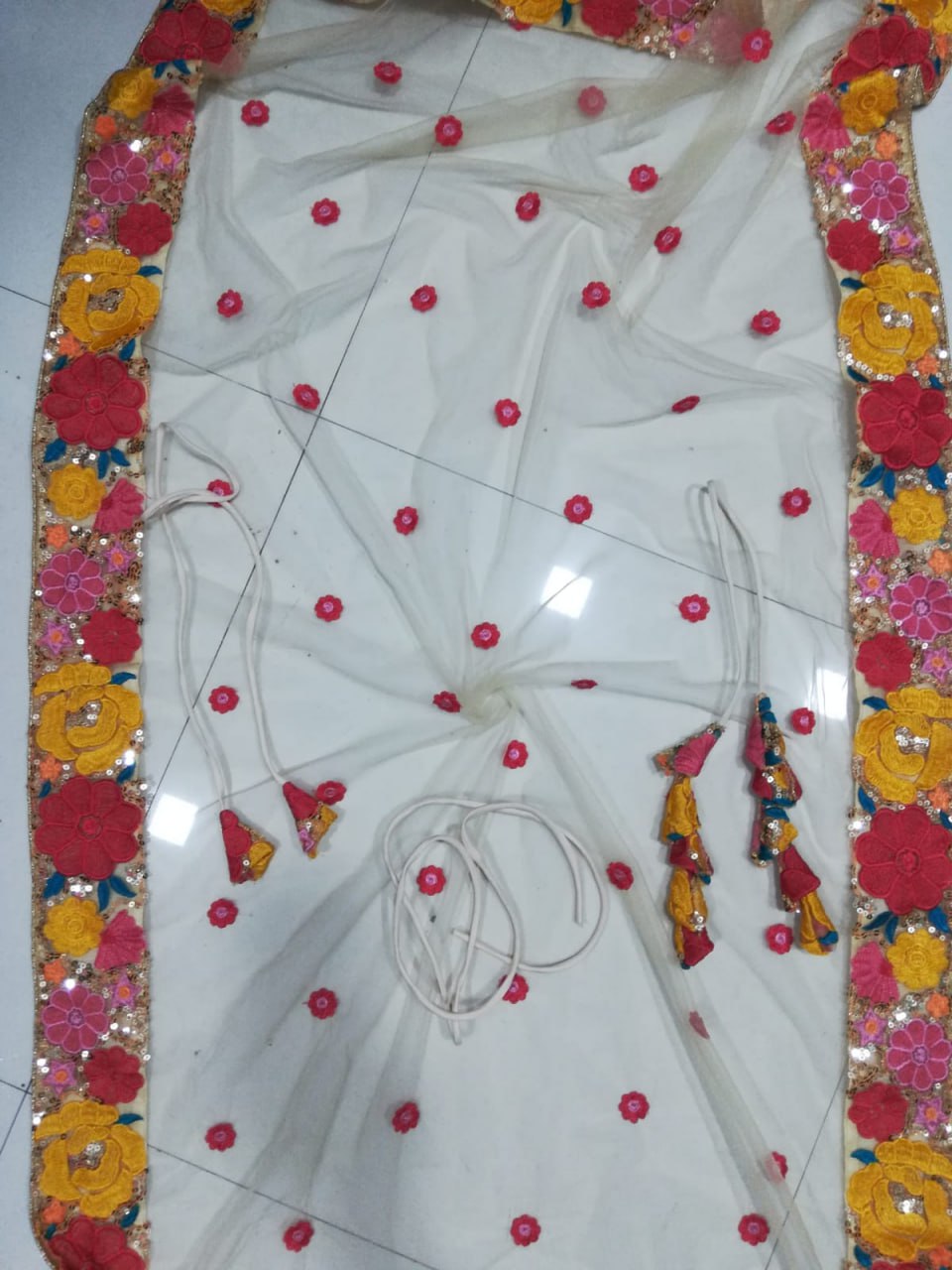 Colorful Floral Thread Embroidered Work Georgette Semi Stiched Lehenga Choli