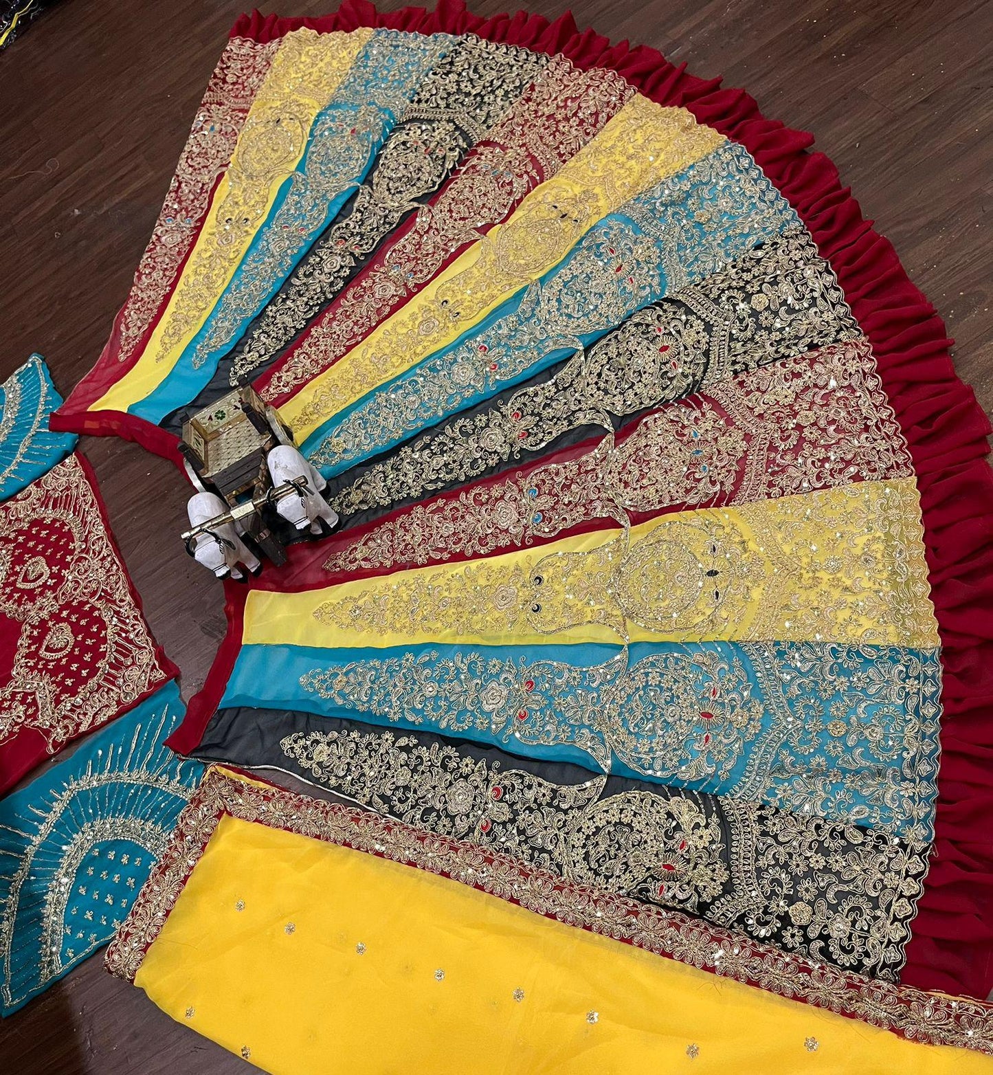 Multi Color Georgette Heavy Embroidered Lehenga Choli