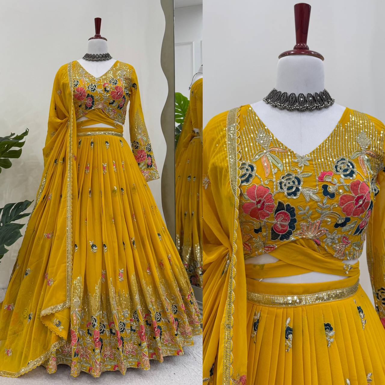 Party Wear Georgette Semi Stitch Lehenga Choli