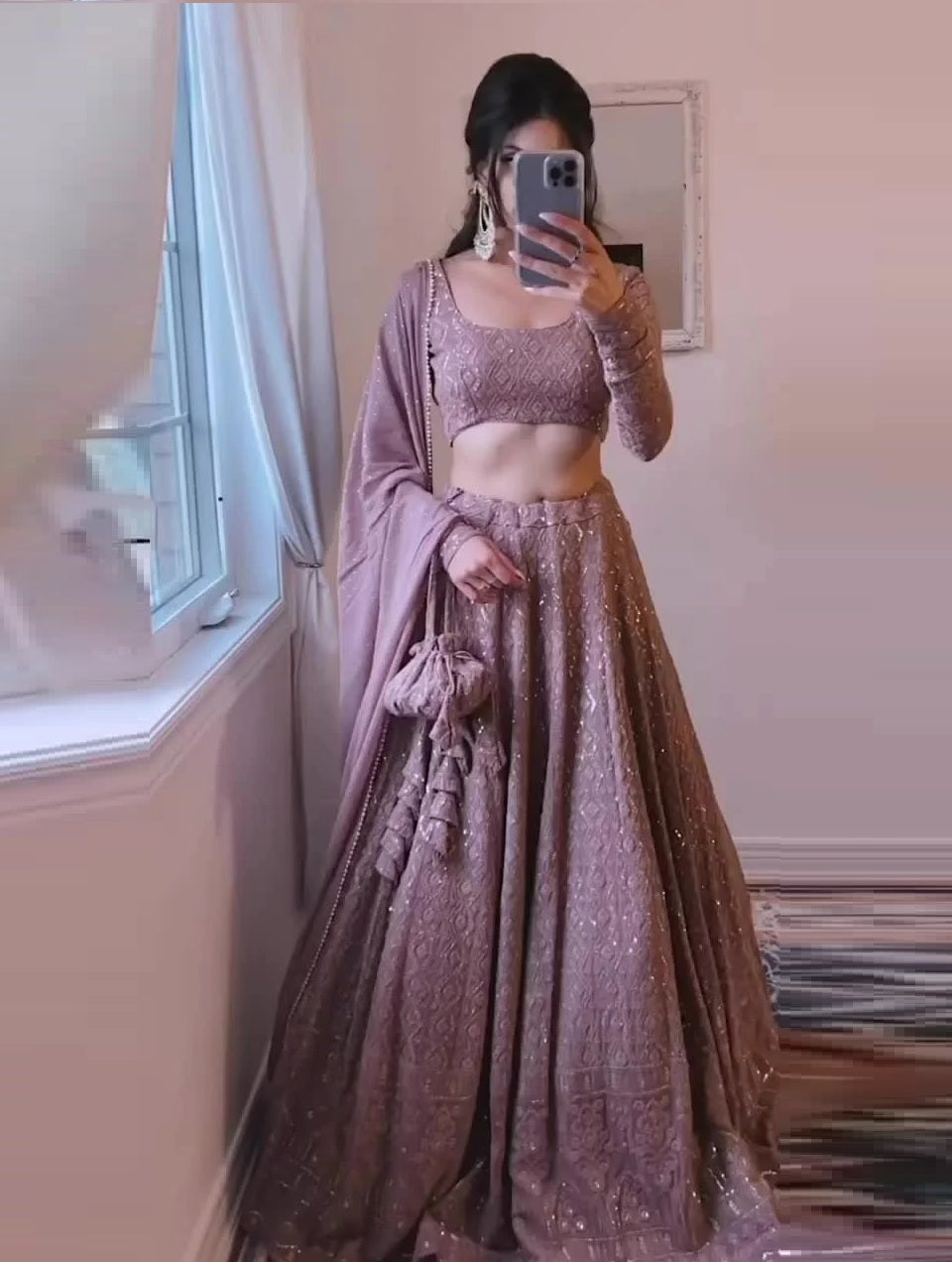 Designer Onion Color Georgette Lehenga Choli