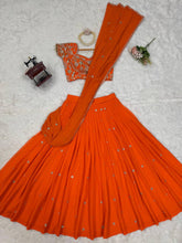 Load image into Gallery viewer, Orange Color Georgette Lehenga Saree
