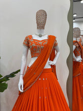 Load image into Gallery viewer, Orange Color Georgette Lehenga Saree
