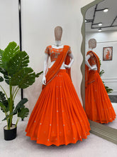 Load image into Gallery viewer, Orange Color Georgette Lehenga Saree
