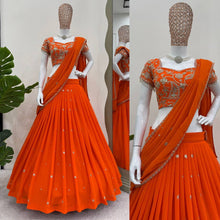 Load image into Gallery viewer, Orange Color Georgette Lehenga Saree
