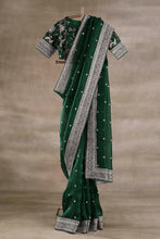 Load image into Gallery viewer, Green Organza Silk Heavy Border Work Wedding Wear Saree
