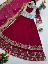 Load image into Gallery viewer, Fully Stitched Georgette Sequence Work Double Layer Gown With Dupatta
