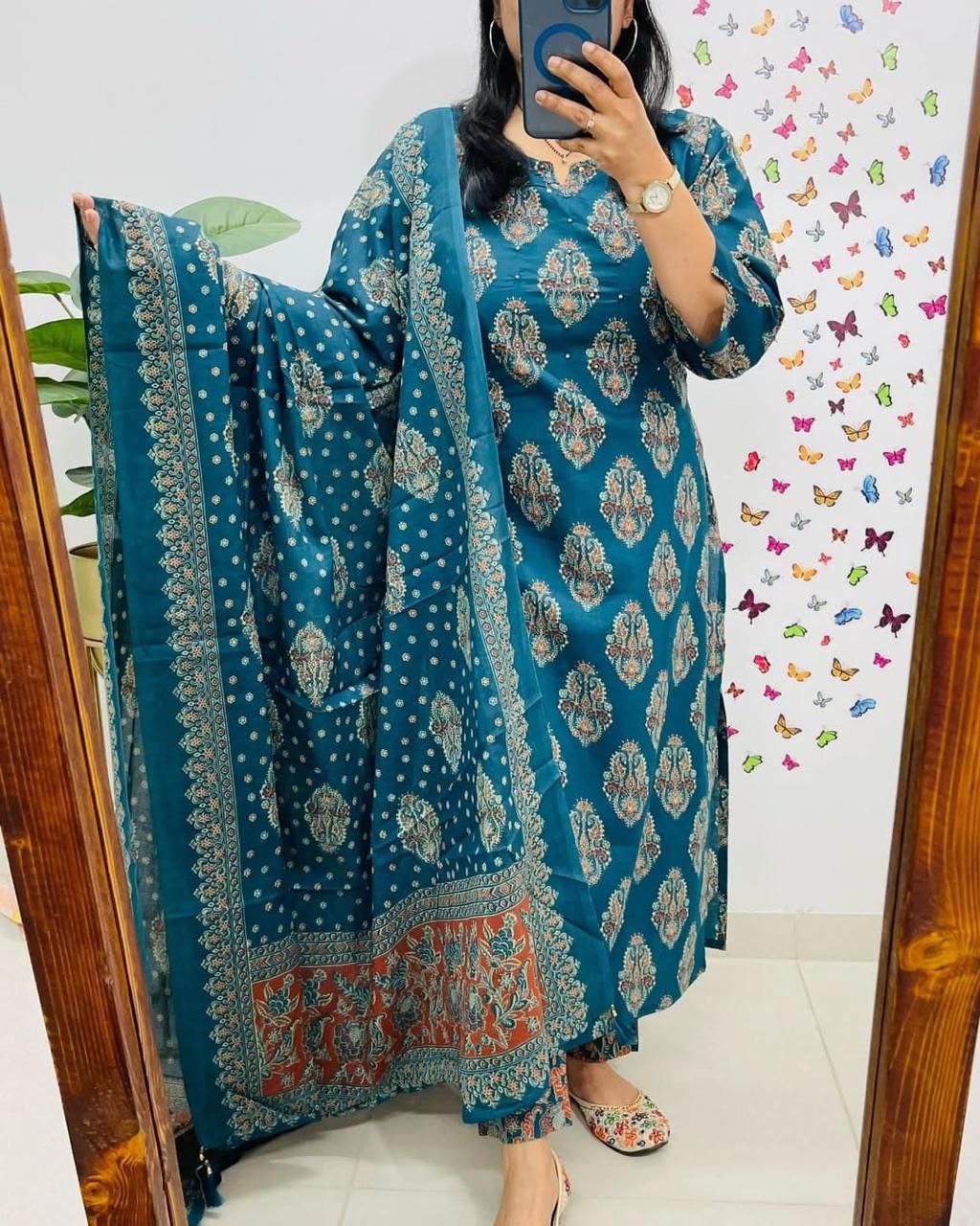 Pure Cambric Cotton Printed Stiched Salwar Suit With Duppata