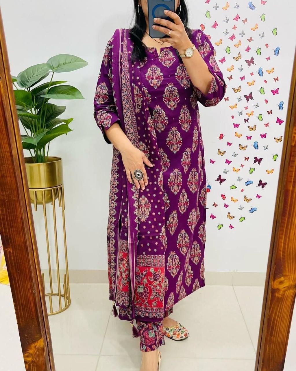 Pure Cambric Cotton Printed Stiched Salwar Suit With Duppata