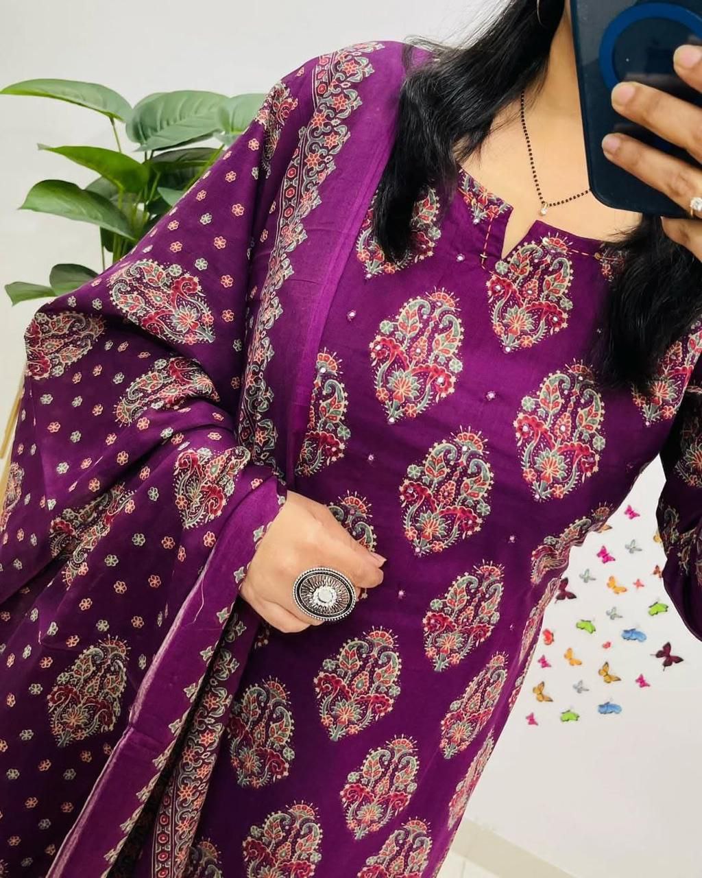 Pure Cambric Cotton Printed Stiched Salwar Suit With Duppata