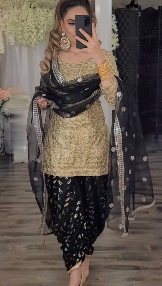 Fency Georgette Embroidary And Sequence Worked Stiched  Patiyala Suit